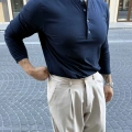 LACİVERT HENLEY YAKA REGULER FİT KALIP SWEAT
