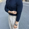 LACİVERT HENLEY YAKA REGULER FİT KALIP SWEAT