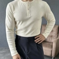 Ribana Kumaş Henley Yaka Sweat Bej