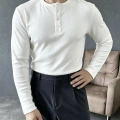 Ribana Kumaş Henley Yaka Sweat Beyaz
