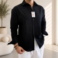 SİYAH FRESH KETEN RELAXED FİT GÖMLEK