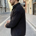 SİYAH GABARDİN CROP GÖMLEK
