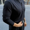 SİYAH HENLEY YAKA REGULER FİT KALIP SWEAT