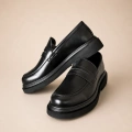 SİYAH PREMİUM KALIN TABAN ERKEK LOAFER AYAKKABI