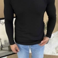 SİYAH REGLAN KOL WAFFLE DOKULU SWEAT