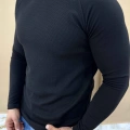 SİYAH REGLAN KOL WAFFLE DOKULU SWEAT