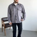 Süet Gömlek Antrasit Gri
