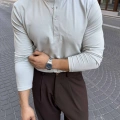TAŞ GRİ HENLEY YAKA REGULER FİT KALIP SWEAT