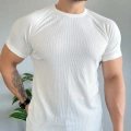 Waffle Kumaş Reglan Kol Basic Tişört Beyaz