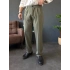 HAKİ YEŞİL ÇİFT PİLELİ BAGGY KALIP KUMAŞ PANTOLON