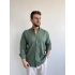 ZÜMRÜT YEŞİLİ PAMUK KETEN GÖMLEK