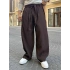 ACI KAHVE KORE KALIP FİTİLLİ BALON BAGGY PANTOLON