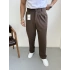 Baggy Kalıp Kışlık Kumaş Pantolon Acı Kahve
