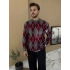 BORDO BAKLAVA DESENLİ BİSİKLET YAKA TRİKO KAZAK