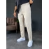 Boyfriend Kalıp Duble Paça Kumaş Pantolon Bej
