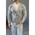 GRİ GRAFFİTİ NAKIŞ DETAYLI TRİKO HIRKA