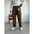 Kadife Kumaş Baggy Kalıp Pantolon Haki Yeşil