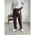 Kadife Kumaş Baggy Kalıp Pantolon Kahverengi