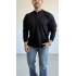 SİYAH HENLEY YAKA OVERSİZE SWEAT