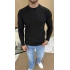 SİYAH REGLAN KOL WAFFLE DOKULU SWEAT