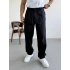 SİYAH TEK PİLELİ BAGGY KALIP KETEN PANTOLON