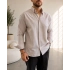 TAŞ BEJİ FRESH KETEN RELAXED FİT GÖMLEK