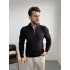 Yarım Fermuar Yaka Triko Kazak Siyah