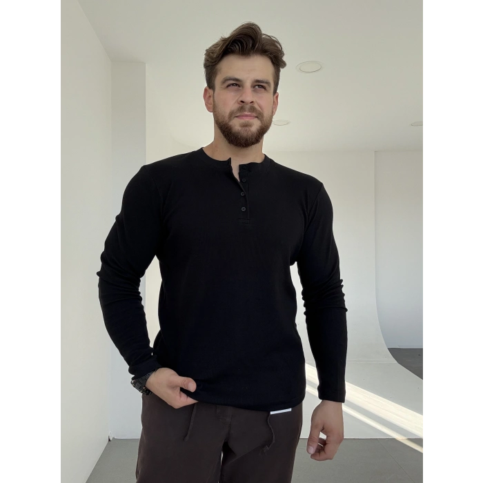 3 Düğmeli Sweat Siyah