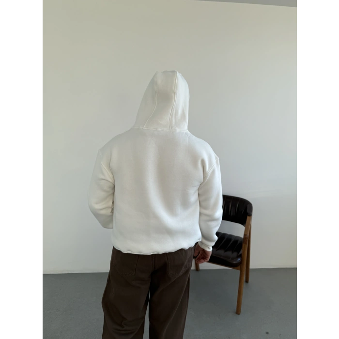 3 iplik Hoodie Beyaz