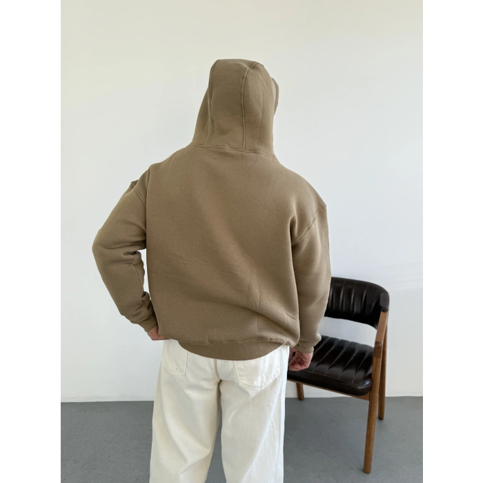 3 iplik Hoodie Vizon