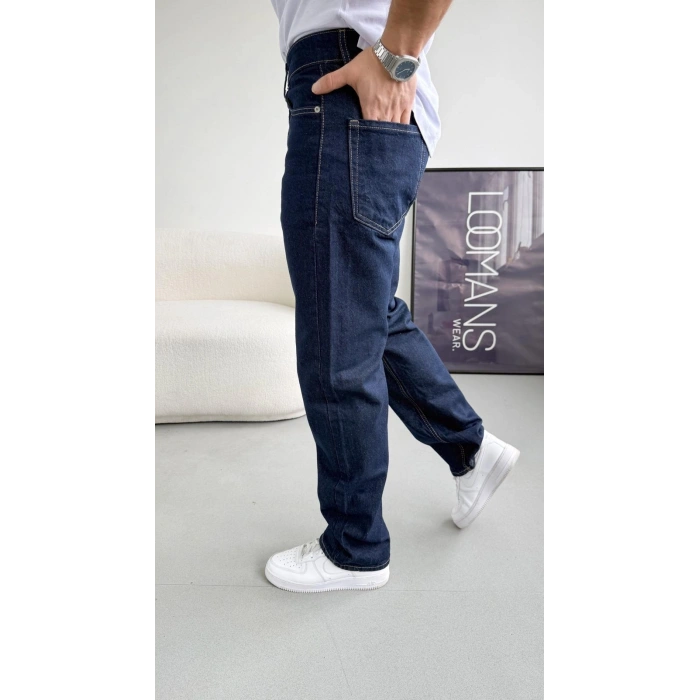 KOYU LACİVERT BAGGY KALIP DENİM KOT