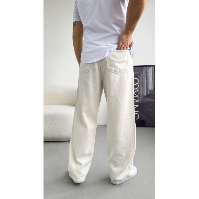 BEYAZ RENK EXTRA BAGGY KALIP GABARDİN PANTOLON