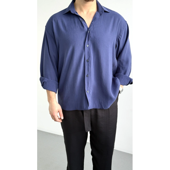 LACİVERT MODAL KUMAŞ GÖMLEK