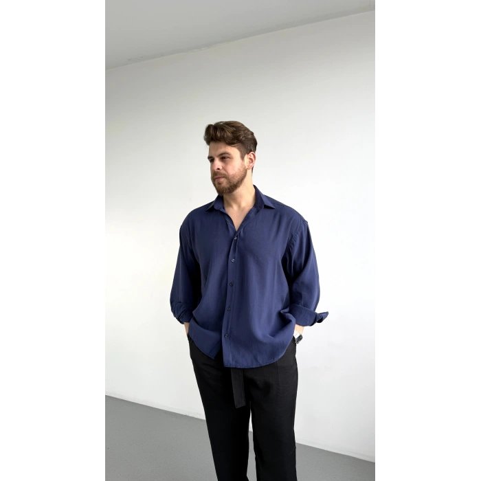 LACİVERT MODAL KUMAŞ GÖMLEK