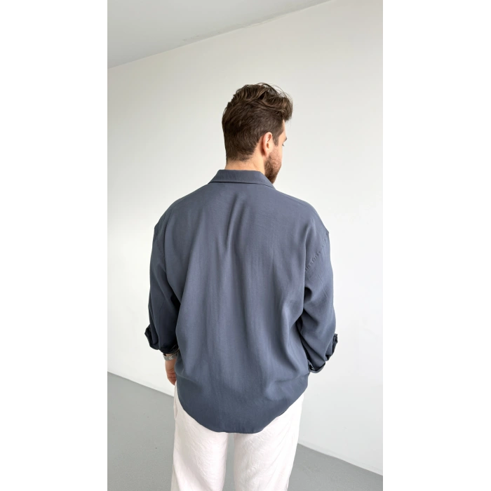 ANTRASİT GRİ MODAL KUMAŞ GÖMLEK