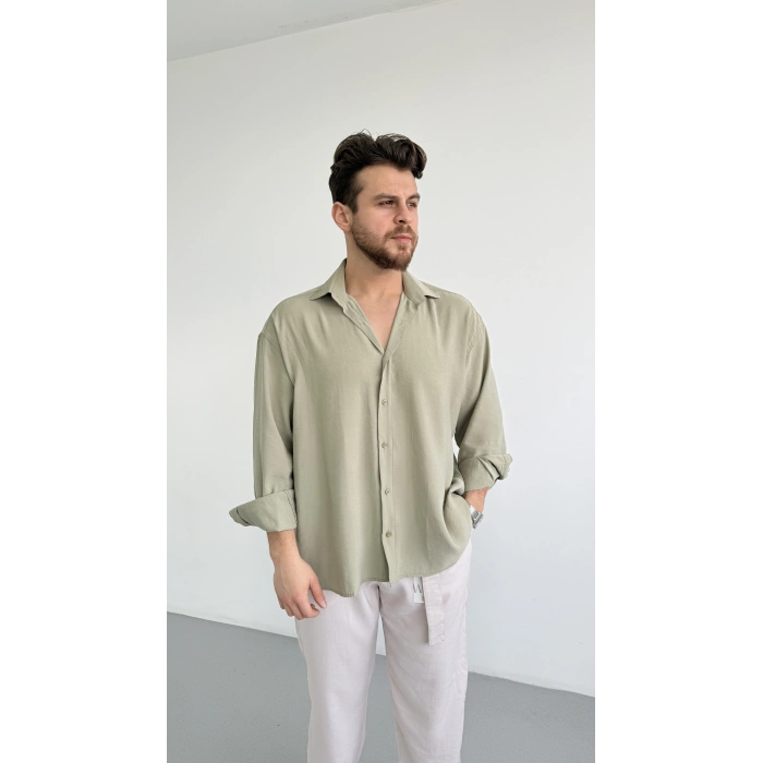 ÇAĞLA YEŞİLİ MODAL KUMAŞ GÖMLEK