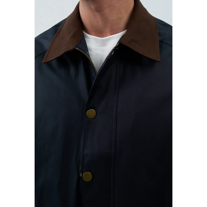 LACİVERT KADİFE YAKA MEVSİMLİK CEKET