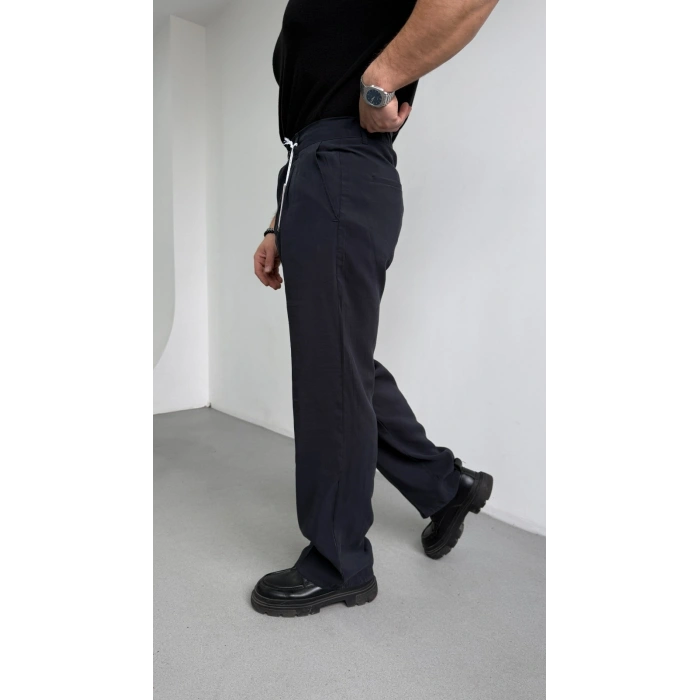 SİYAH MODAL KUMAŞ TEK PİLELİ BAGGY KALIP PANTOLON