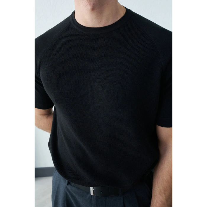 SİYAH REGLAN KOL PAMUK KUMAŞ TRİKO