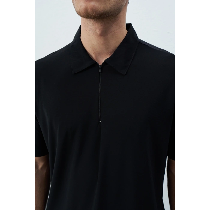 SİYAH FERMUARLI POLO YAKA TİŞÖRT