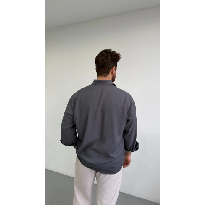 ANTRASİT VİSKON KETEN GÖMLEK