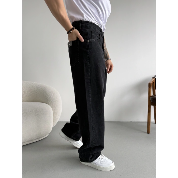 SİYAH LOOSE FİT KALIP BAGGY KOT PANTOLON