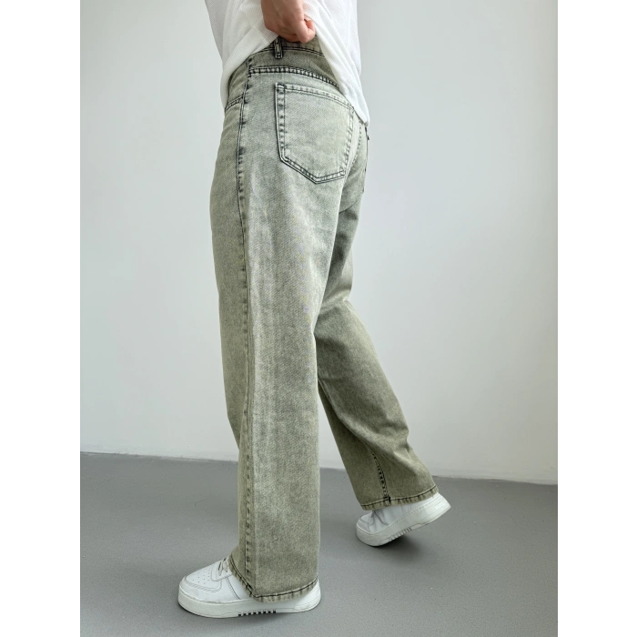 MİNT YEŞİLİ ASİT YIKAMA BAGGY KALIP JEAN