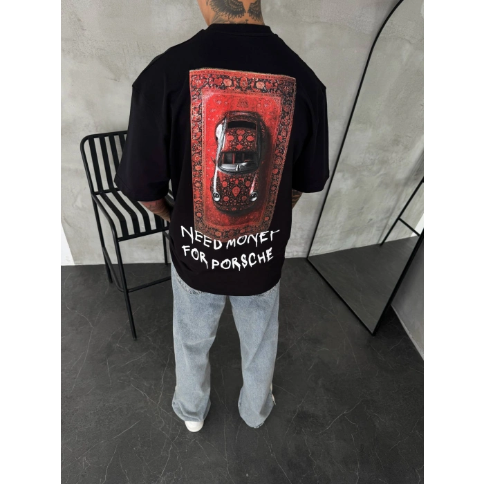 SİYAH OVERSİZE KALIP PORSCHE TİŞÖRT