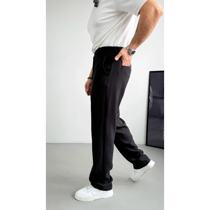 SİYAH BAGGY KALIP FİTİLLİ PANTOLON