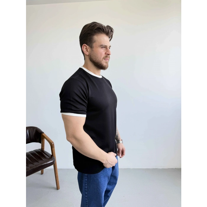 SİYAH RİNGER RETRO TİŞÖRT