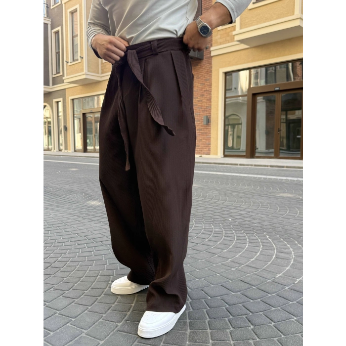 ACI KAHVE KORE KALIP FİTİLLİ BALON BAGGY PANTOLON