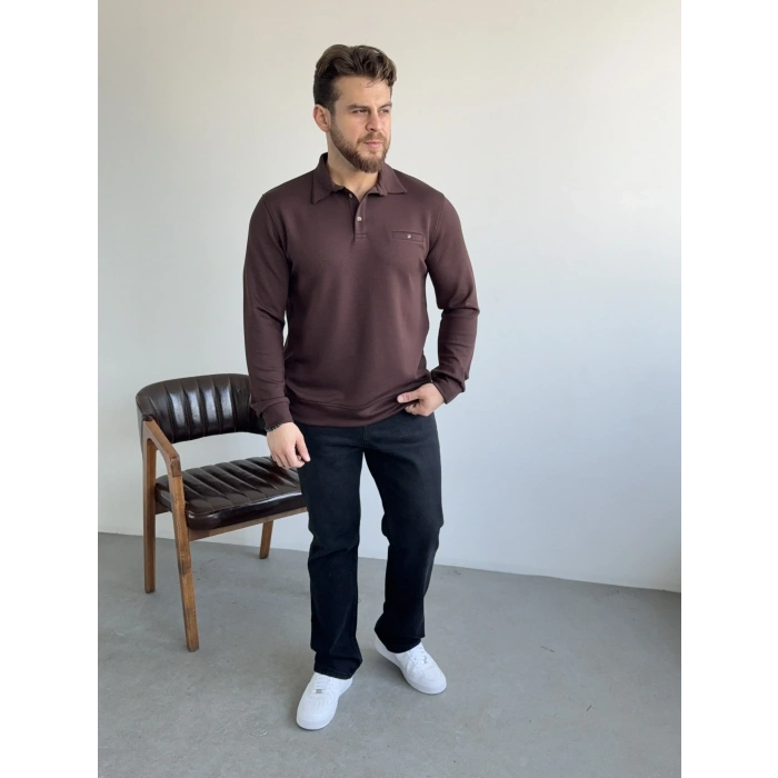 Acı Kahve Oysh Kumaş Polo Yaka Sweat