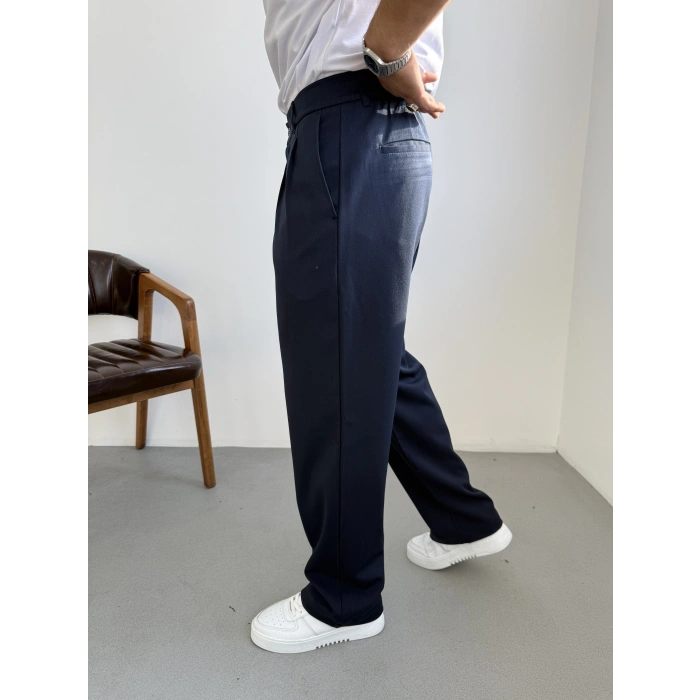 Baggy Kalıp Kışlık Kumaş Pantolon Lacivert