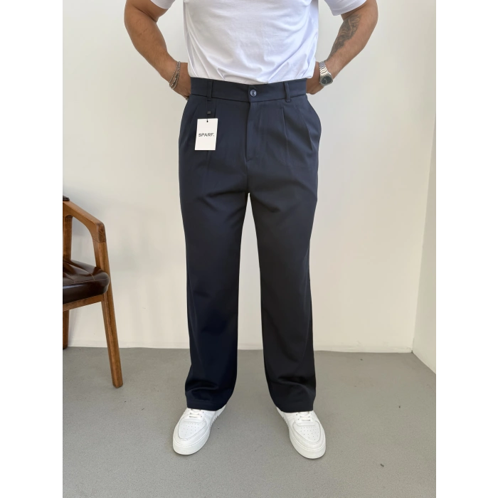 Baggy Kalıp Kışlık Kumaş Pantolon Lacivert